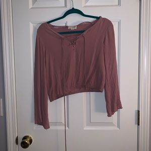 Lace-up long sleeve top